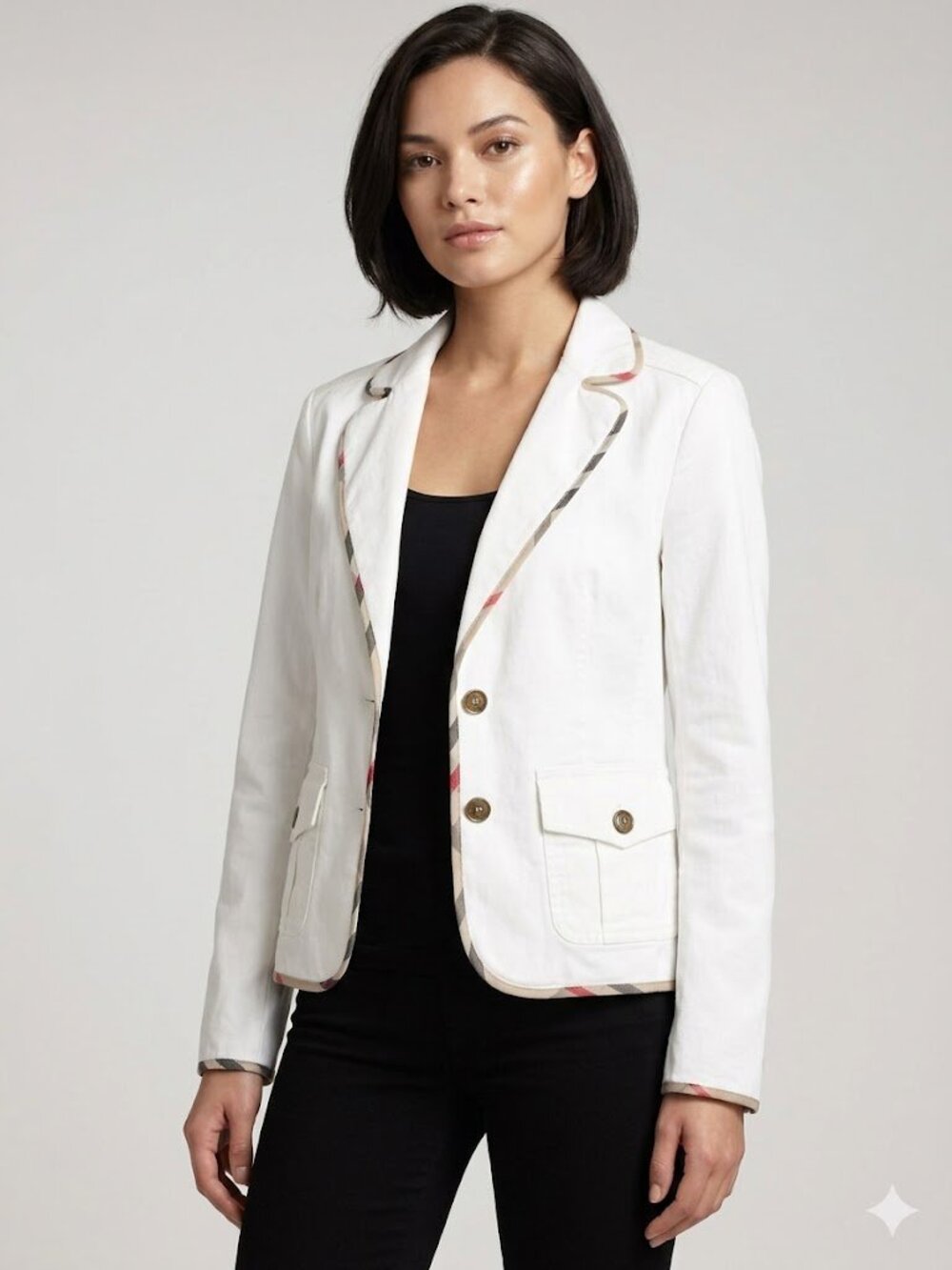 Burberry white denim blazer